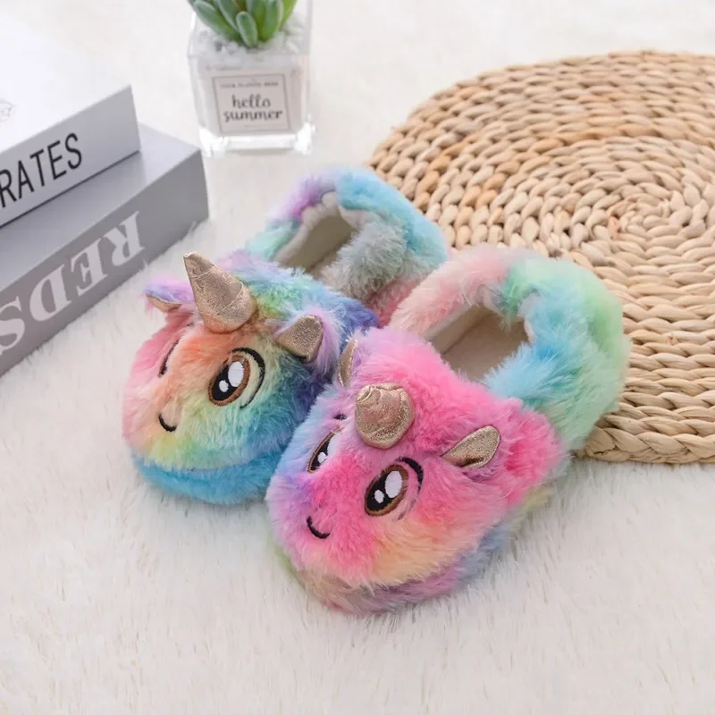 

Fashion Toddler Girls Slippers for Winter Boy Plush Warm Cartoon Animal Children Home Shoes Little Kid House Footwear Baby Items
