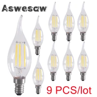 9pcs led bulb e14 2w4w6w dimmable edison retro filament candle light ac220v c35 warmcold white 360 degree energy saving lamp