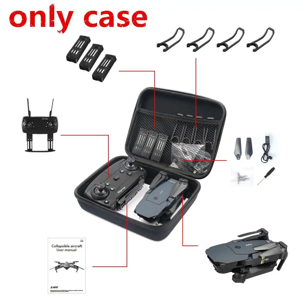 

Drone Bag for E58/JY018/JY019/GW58/X6/E010/E010S/E013/E50 Foldable Arm RC FPV Drone Handbag Carrying Case Box Bag