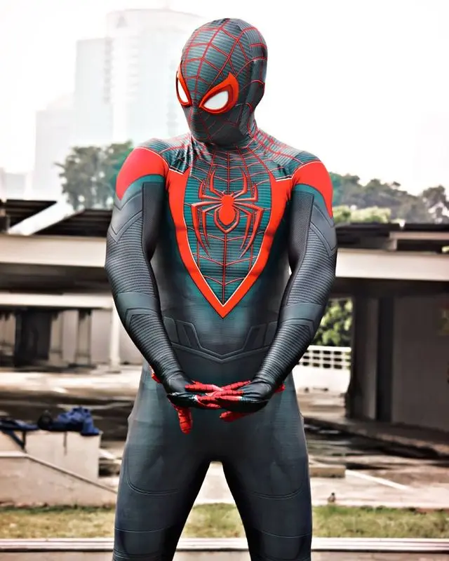Halloween Miles Morales PS5 Spiderman Adults Kids Peter Parker Superhero Cosplay Costume Full Bodysuit Zentai Second Skin Suit