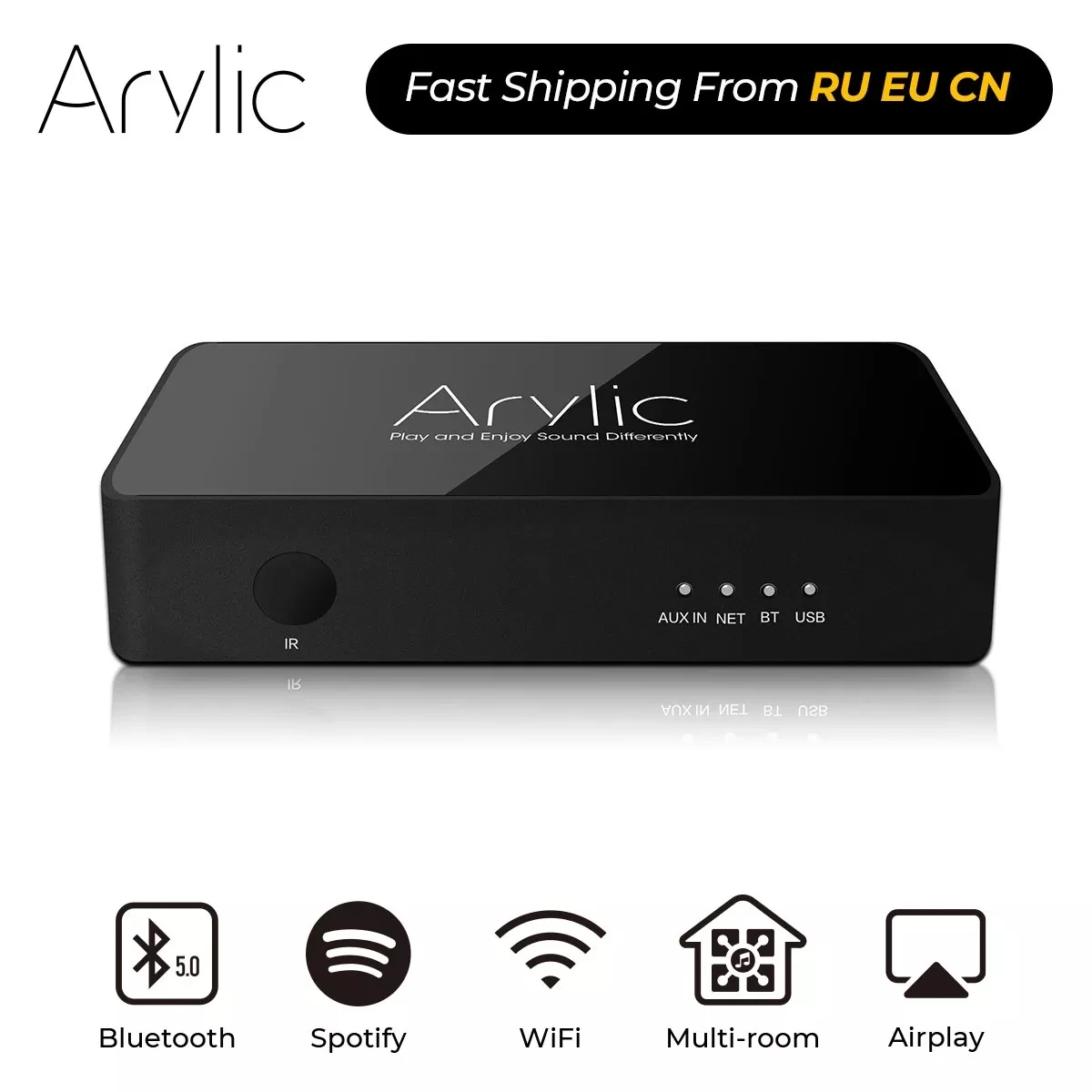 Arylic S10 WiFi And Bluetooth 5.0 HiFi Stereo Audio Amplifier With Spotify Airplay DLNA Internet Multiroom Audio Preamplifier