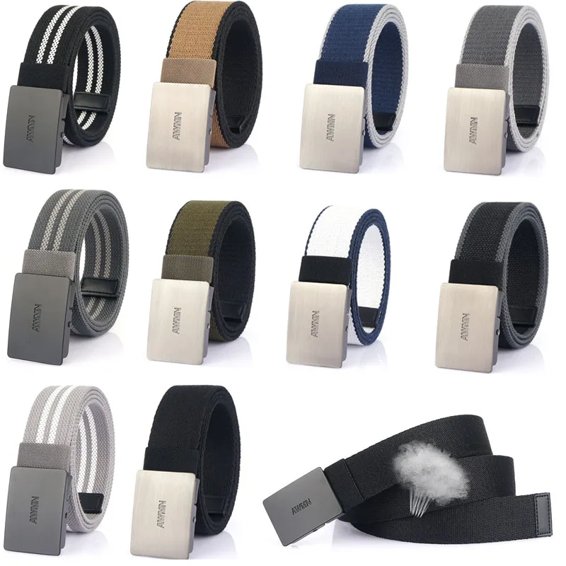 

Ремень мужской Тактический из текстиля, модный трендовый Повседневный простой пояс для джинсов, нейлоновый пояс с автоматической пряжкой для тренировок на открытом воздухе