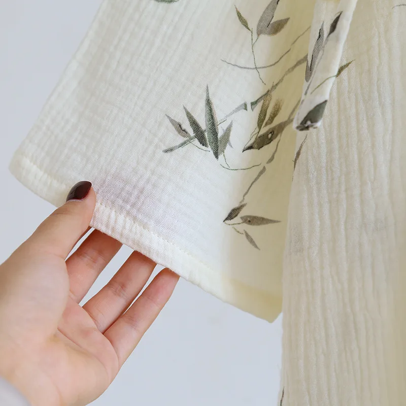 Одежда для сна из хлопчатобумажной ткани с бамбуковым принтом банные халаты