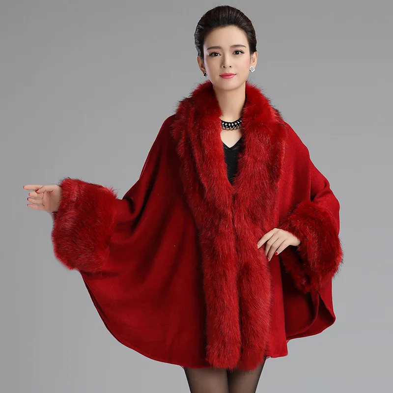 Fall/Winter fashion new loose oversized fur shawl coat