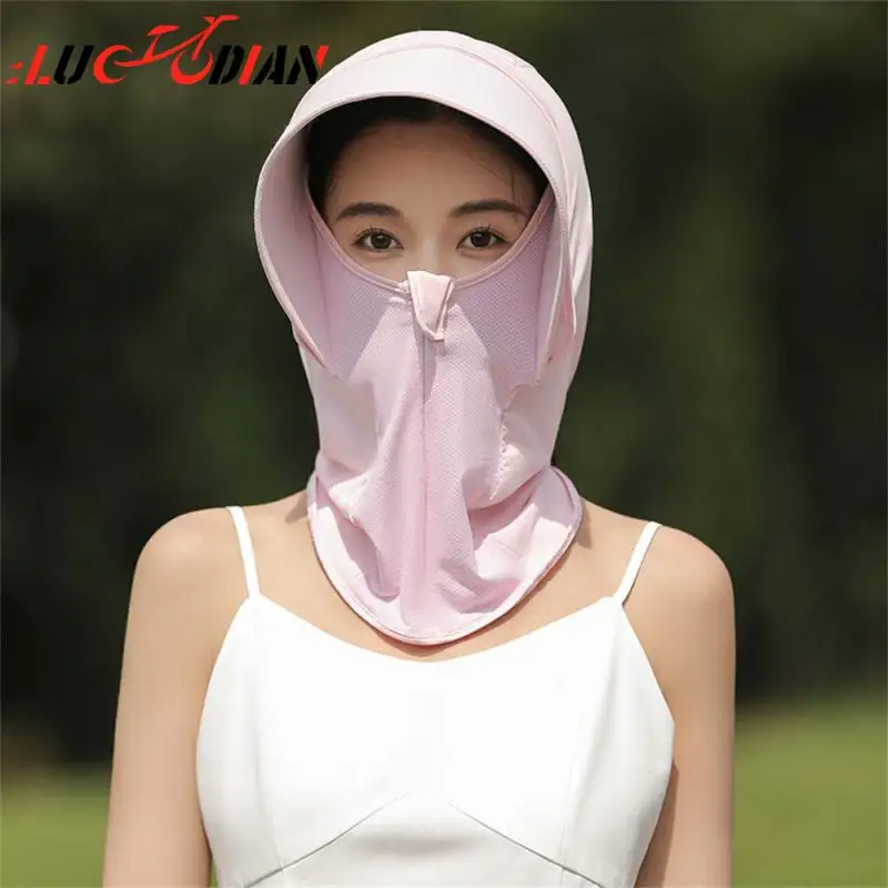 

Outdoor Open-top Hood Onepiece Mask For Neck Protection With Brim Sun Shield 1pcs Face Mask Outdoor Sports For Women Dacron