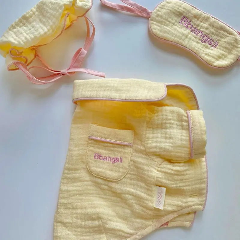 Домашняя одежда для щенков с маской глаз летняя Милая однотонная кошек