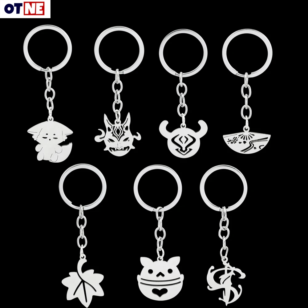 

Stainless Steel Game Anime Genshin Impact Keychain Keyrings Bag Charms Kids Jewelry Bag Pendant Key Ring Gift Xiao Hutao