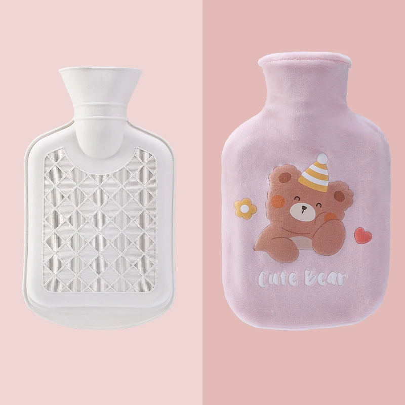 Милая сумка для бутылки с горячей водой девочек плюшевая грелка рук теплая