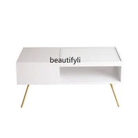 yj Nordic Coffee Table TV Cabinet Unit Small Apartment Simple Living Room Light Luxury Furniture Creative Glass Tea Table Bench