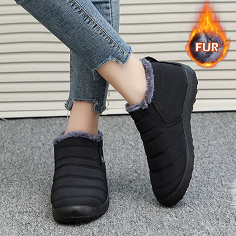 

Ботинки женские на платформе, водонепроницаемые мягкие, без застежки, на плоской подошве, зимняя обувь