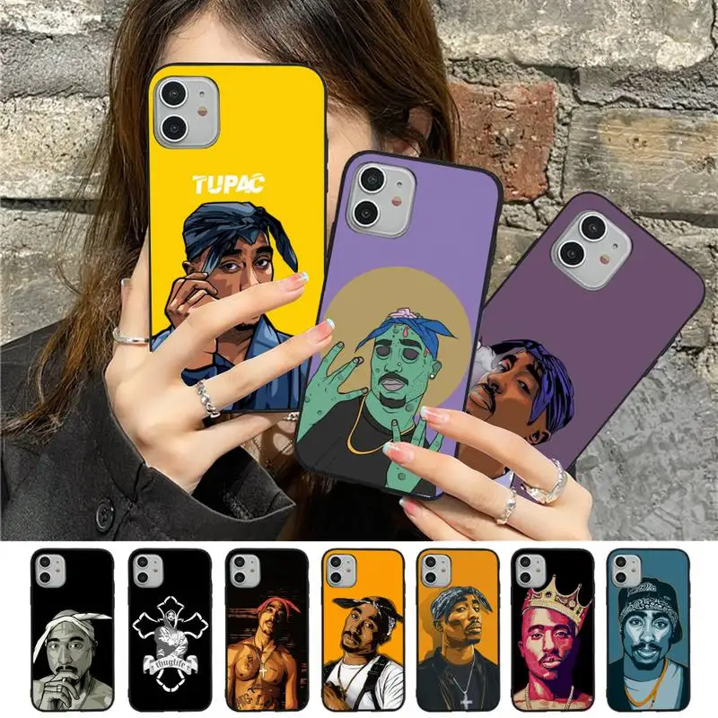 

FHNBLJ 2pac Tupac Amaru Shakur Phone Case for iPhone 11 12 13 Mini Pro Max 8 7 6 6S Plus X 5 SE 2020 XR XS Funda Case