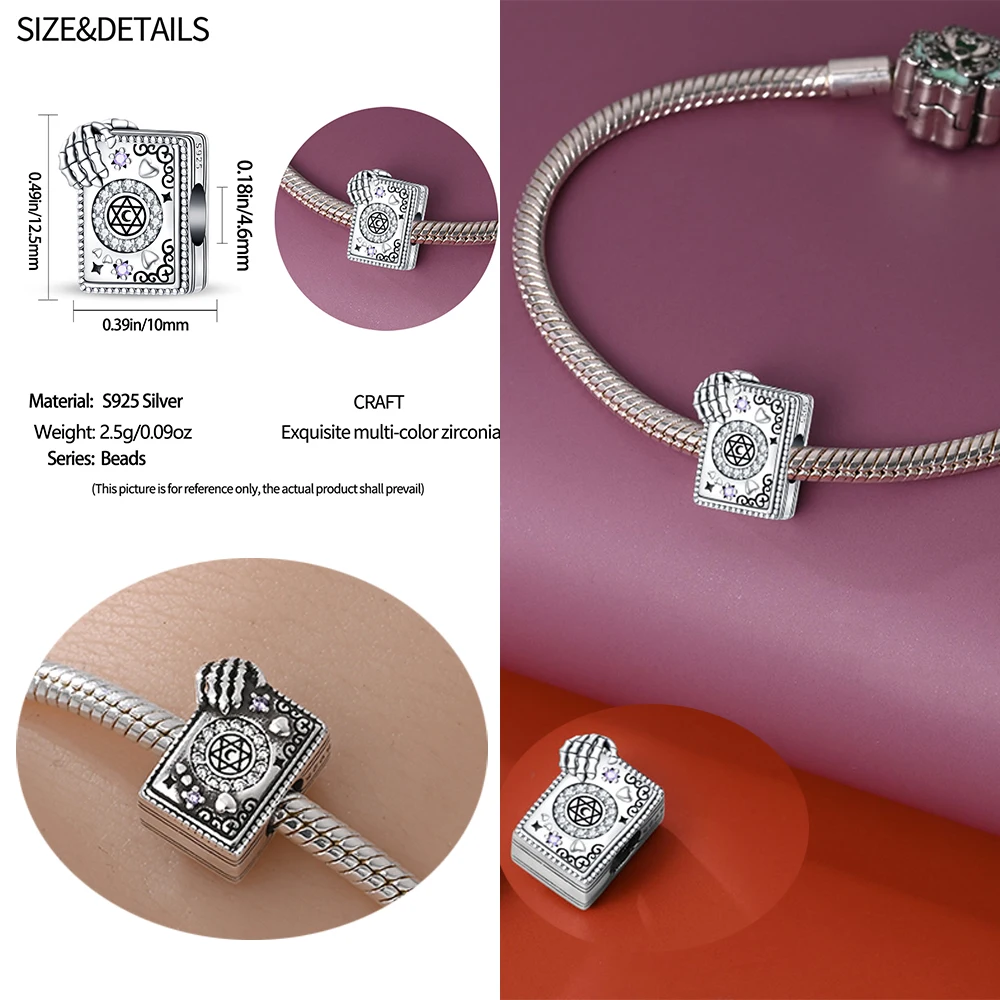 Стерлингового Серебра 925 волшебная книга шляпа ведьмы и корона светящийся череп