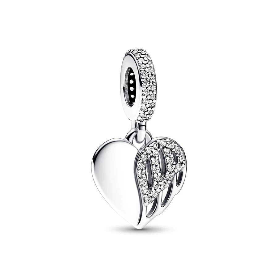 

2024 Mother's Day Heart Angel Dangle Charm Silver Color Pendant Bead Fit Original Pandora Charm Bracelet DIY Jewelry For Women