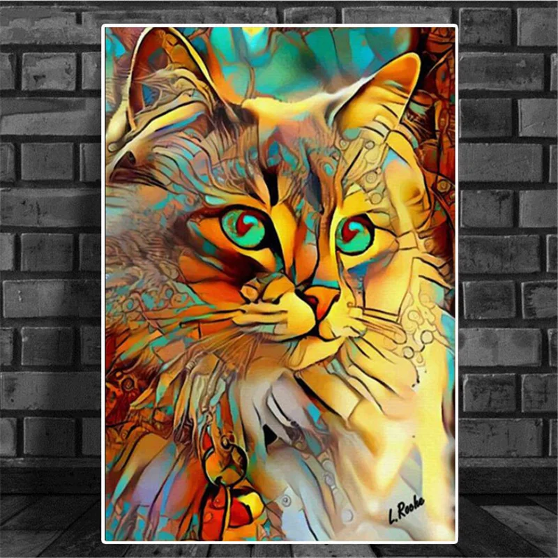 

Colorful Animal Cat Posters and Prints Abstract Cute AnimalsGraffiti Art Canvas Painting Cuadros Pet Cat Wall Art Picture Decor