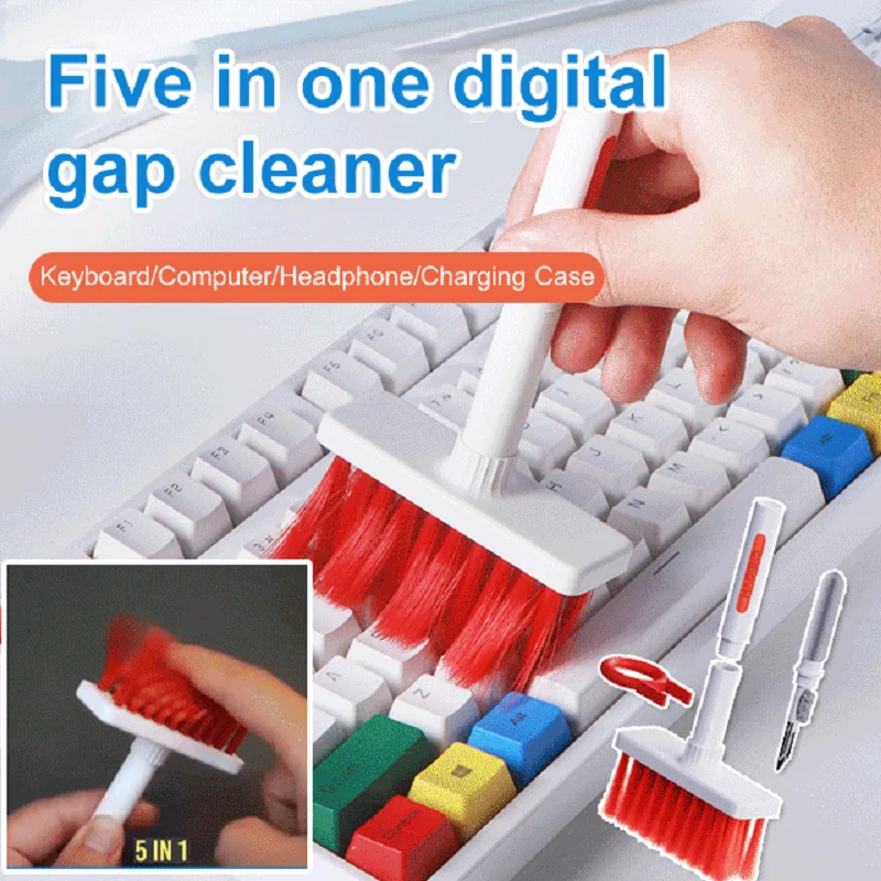 

New Mechanical Keyboard Brush 5 In 1 Keyboard & Earphone Cleaner Keycap Key Puller Kit For Apple Airpods Wireless Headsets Brush