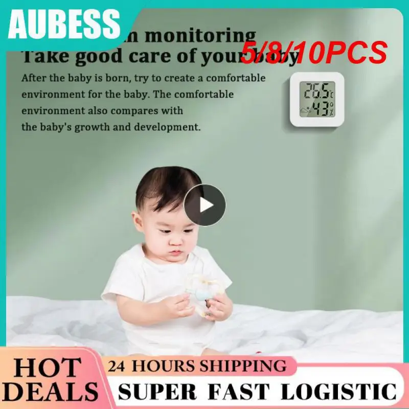 

5/8/10PCS Mini Temperature Humidity Meter Indoor Hygrometer White Thermometer Lcd Digital Smart Home Room Gauge