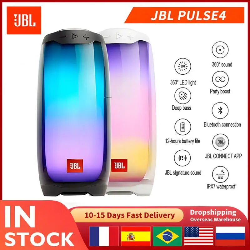 

Bluetooth-Колонка JBL Pulse 4 PK, водонепроницаемая IPX7, со светодиодсветильник кой