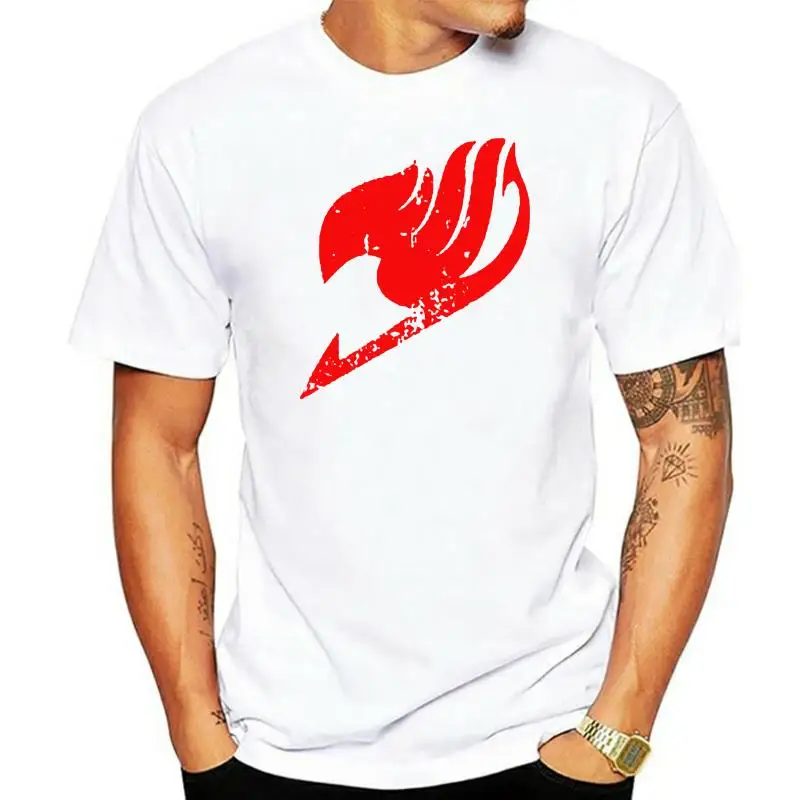 Unique Red Fairy Tail Logo Stylisches T-Shirt Men Cotton Tshirt Harajuku Tops Fashion Classic Streetwear
