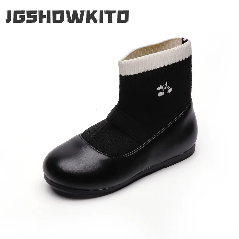 

Girls Boots 2022 Autumn Winter Fashion Kids Socks Boots Slip-on Knitted Fabric Warm Children Sweet Boots New Chic Size 23-34