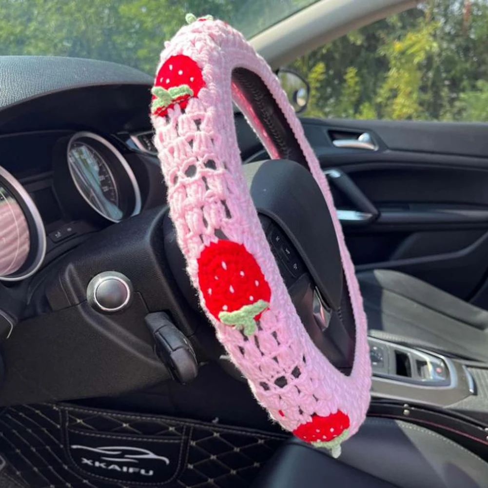 Авто милый вязаный крючком чехол на руль автомобильные нескользящие рулевые