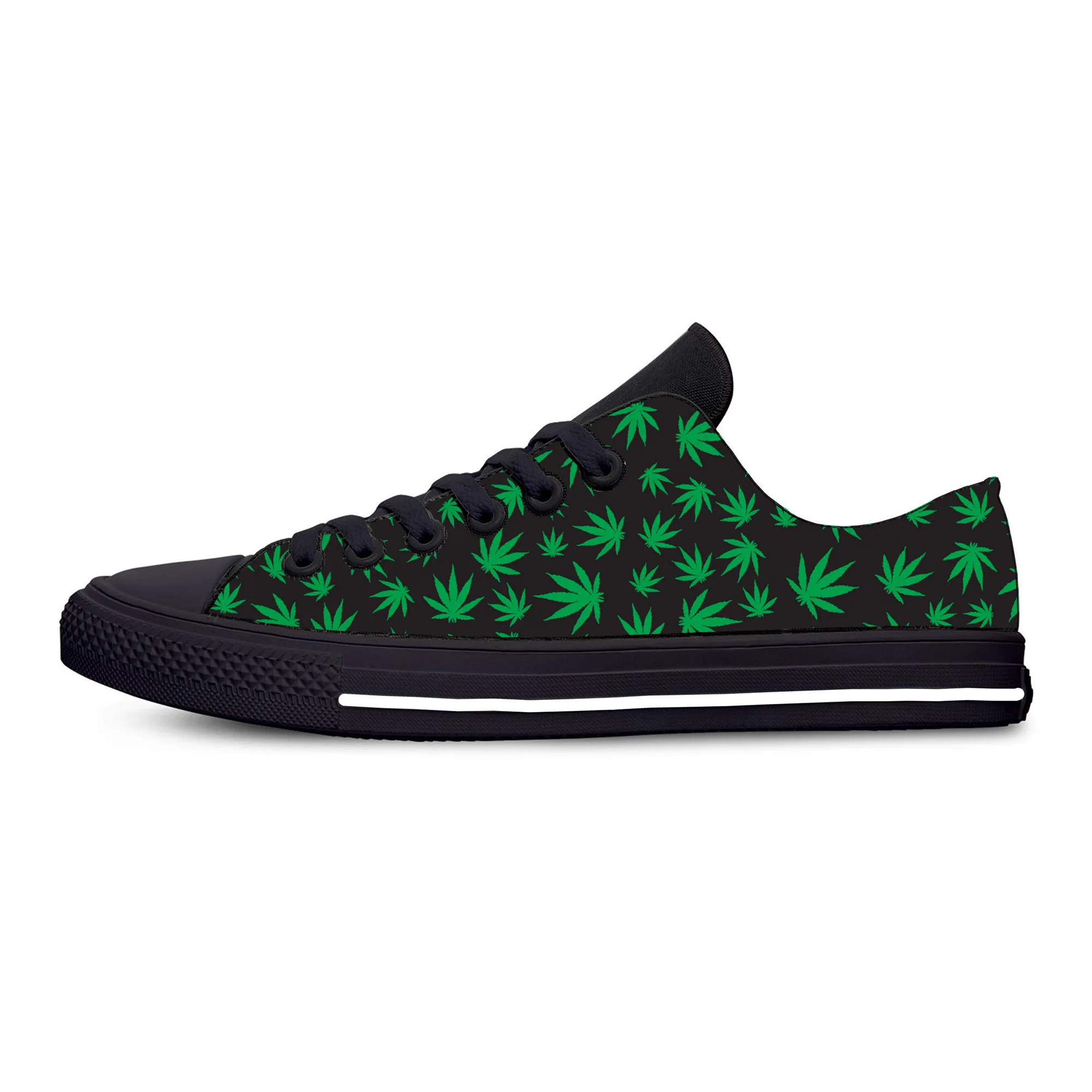 

Anime Cartoon Weed Leaf Leaves Pot Marijuana Funny Casual Cloth Shoes Low Top Lightweight Breathable 3D Print Men Women Sneakers