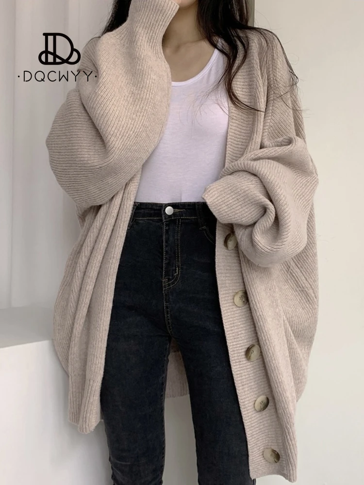 

Autumn/Winter Women Cardigan Lantern Sleeves Loose Fit Coat Korean Fashion New In Lazy Breeze Style Knitwear Knit Sweater