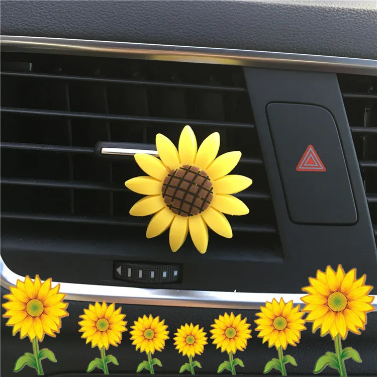 

Sunflower Car Perfume Clip Cute Size Sunflower Size Smiley Flower Car Air Outlet Perfume Jewelry Air Freshener Car Accessories