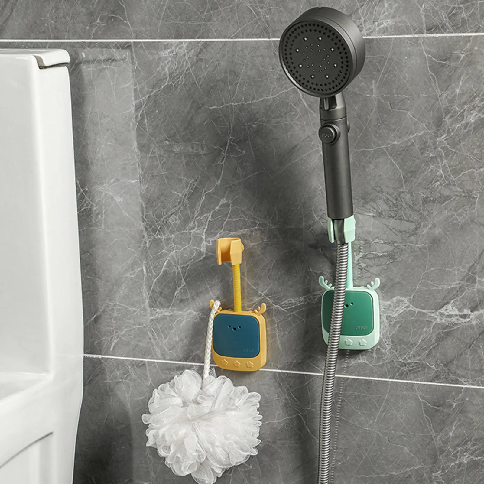 

Useful Adjustable Shower Head Holder Wall-mounted Drill-free Shower Bracket Punch-free Bathroom Accessories Showerhead Rack