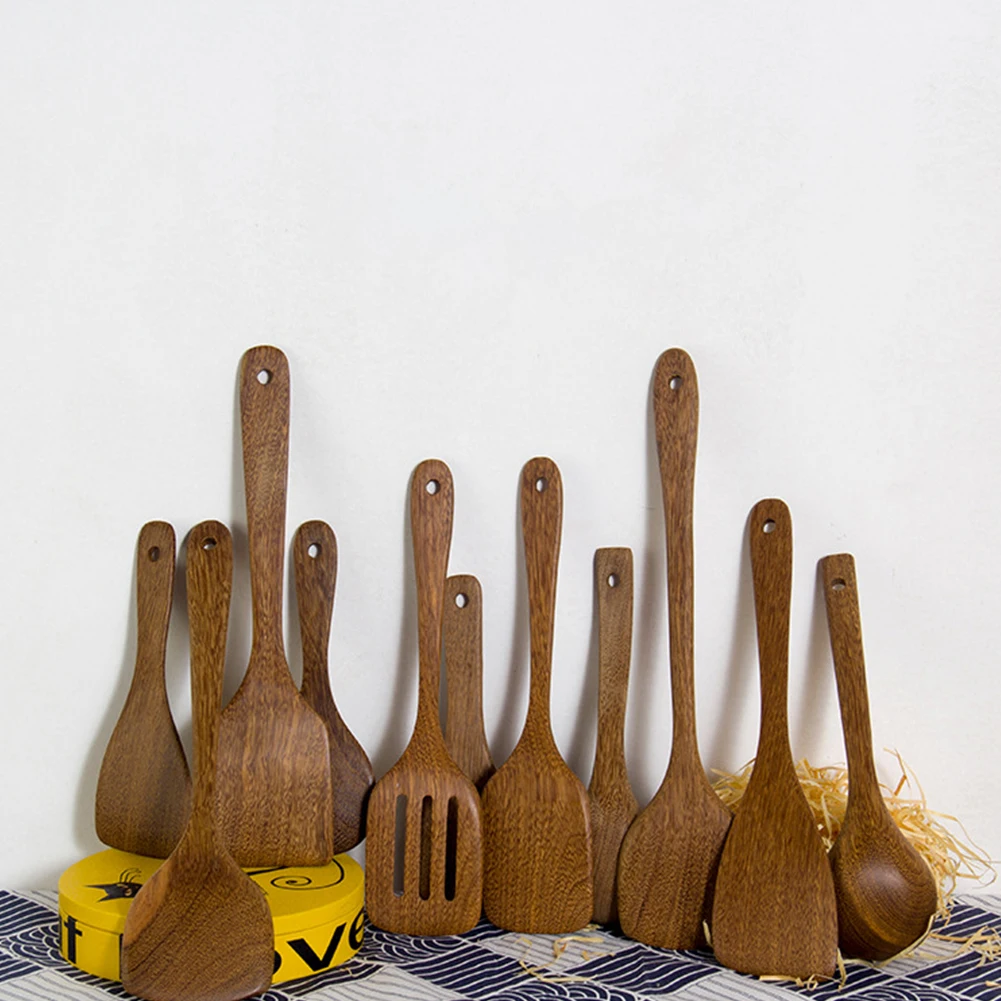 

5Pcs/set Wooden Kitchen Utensils Sets Cooking Spoon Spatula Heat Resistant Cooking Spoons Serving Slotted Soup Spoon Spatulas