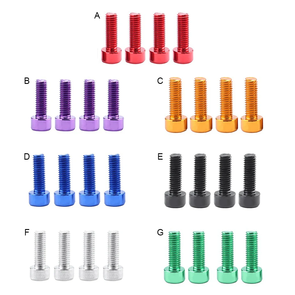 Pack of 4 Alloy Bicycle Water Bottle Cage Bolts Portable Universal Solid Color Stylish Screws Accessories Purple