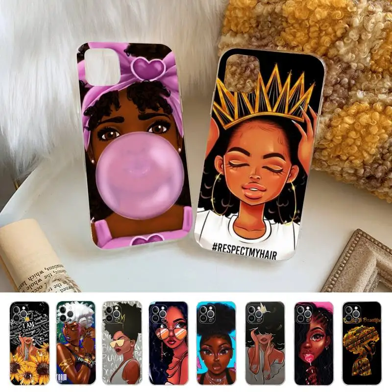 

Black Girl Magic Melanin Poppin Queen Phone Case Silicone Soft for iphone 14 13 12 11 Pro Mini XS MAX 8 7 6 Plus X XS XR Cover