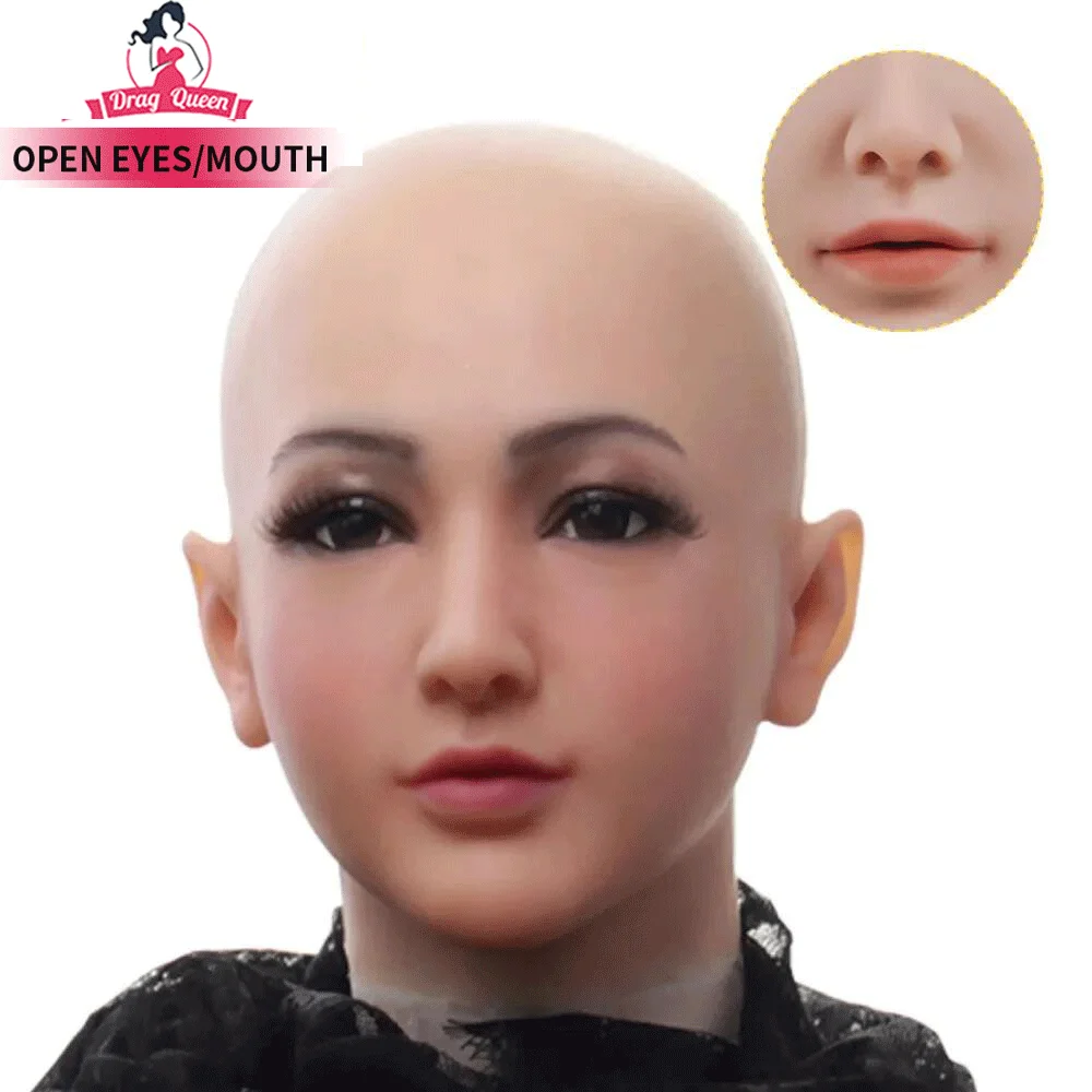 

Drag Queen Female Silicone Mask Crossdresser Realistic Female Halloween Masks Masque Male to Female Silicone Mask Woman For Men