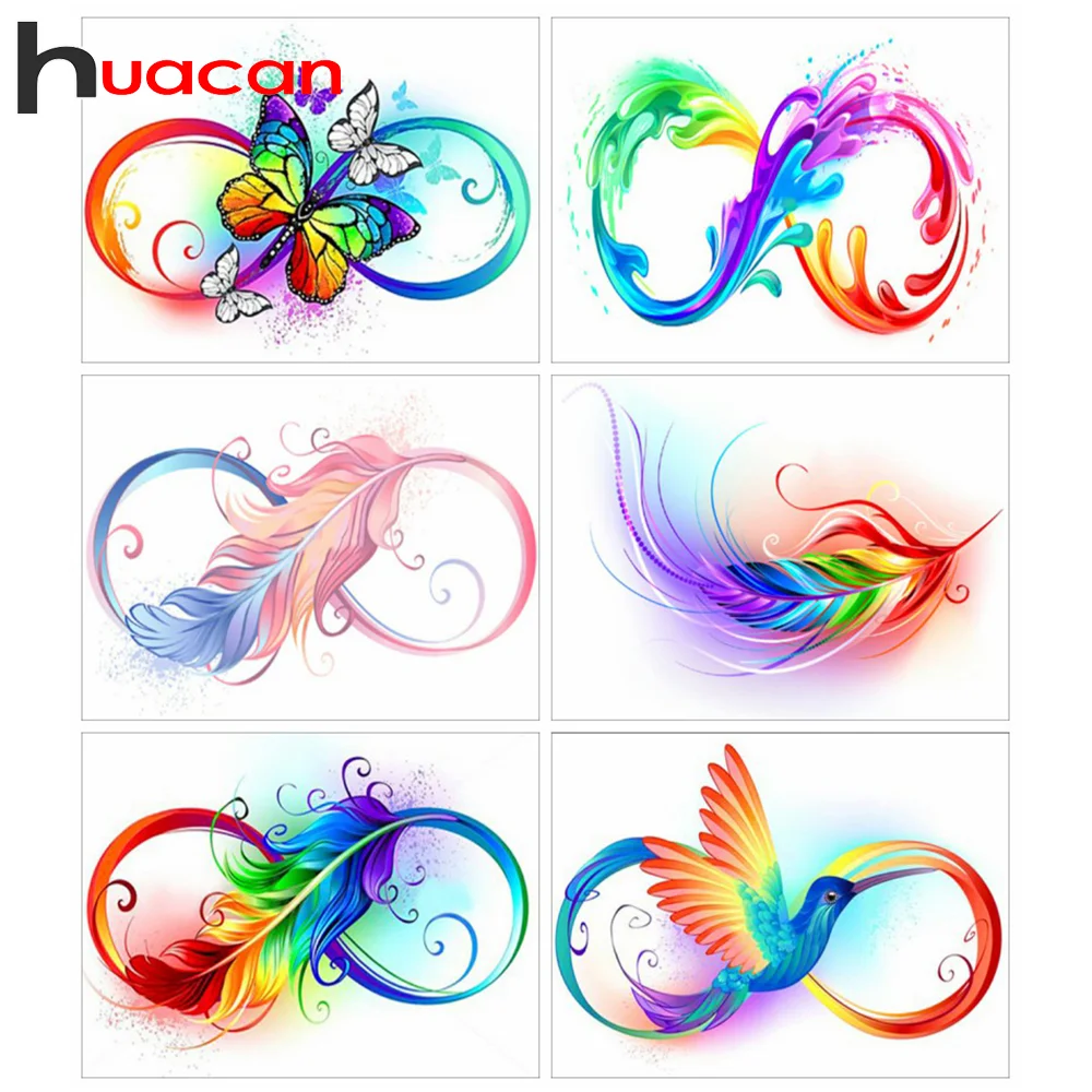 

Алмазная живопись Huacan, животное, перо, полная Алмазная мозаика, вышивка птицей, бабочка, украшение для дома, подарок ручной работы