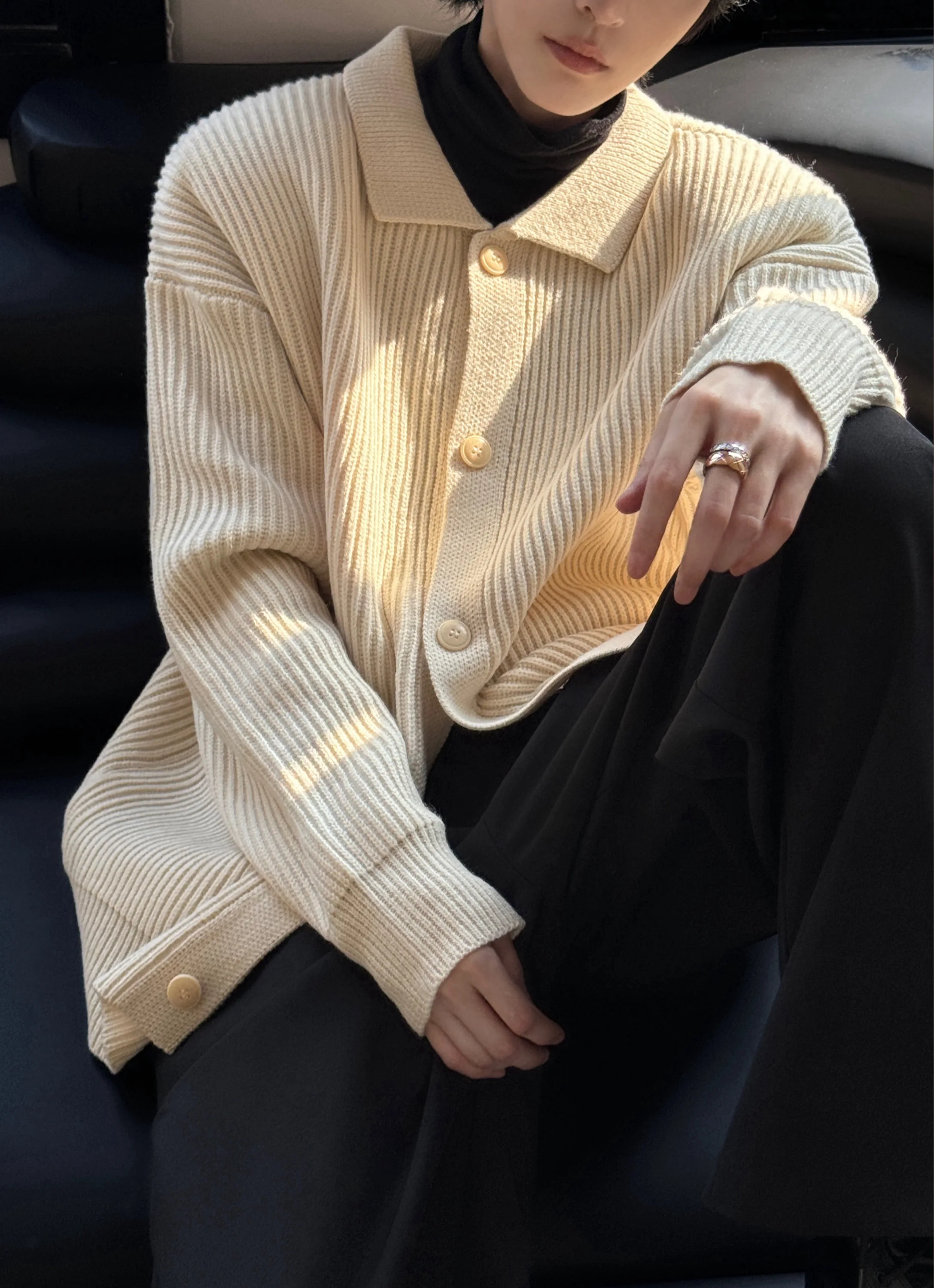 Зимний теплый вязаный кардиган с отворотом от солнца [Wenshun Is флот ранний]