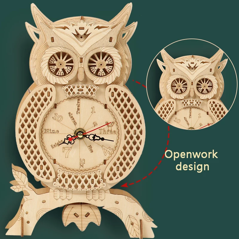 

Owl Mechanical 3D Wooden Puzzle Desk Standing Pendulum Clock Model DIY Kits Sailing Boat Decoration Kids Adults Birthday Gift