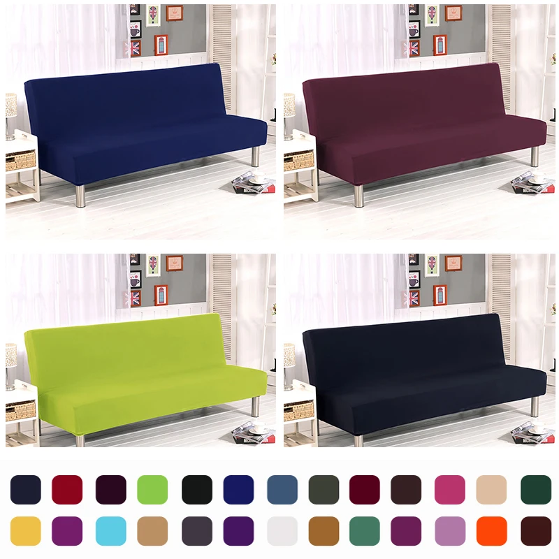 

Universal Armless Sofa Bed Cover Solid Color Folding Cover Modern Sofa Slipcovers Stretch Covers Couch Protector Elastic Futon