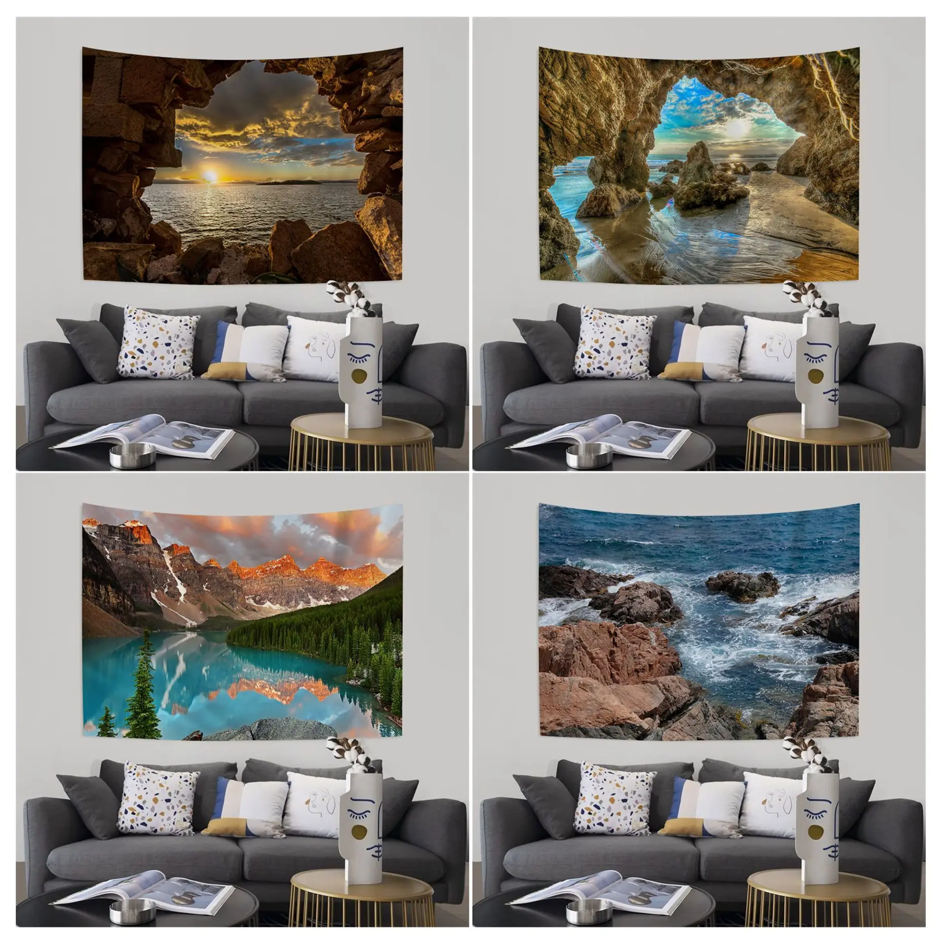 

Windows Mountain Tree Cloth Colorful Tapestry Wall Hanging Indian Buddha Wall Witchcraft Bohemian Hippie Wall Hanging Sheets