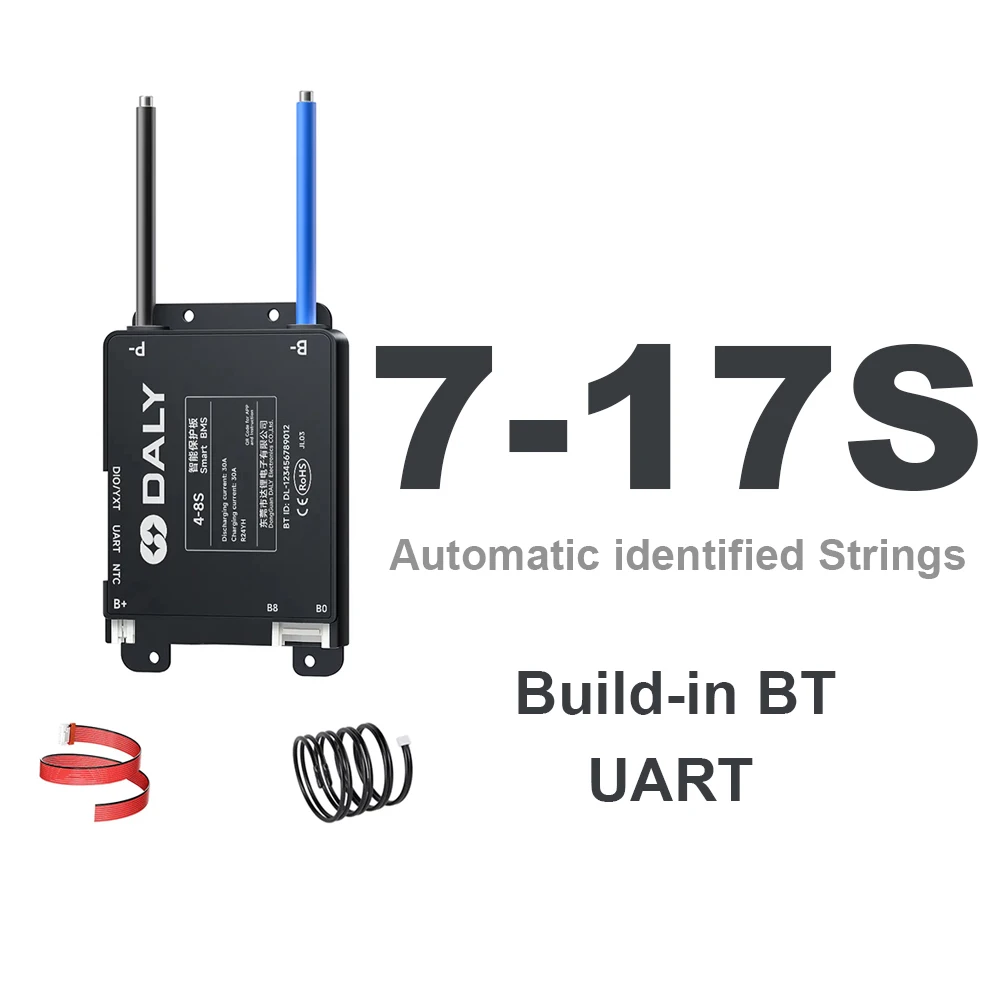 Daly Black Smart BMS 7-17S Автоматически Identified 30A 40A 60A 80A 100A 120A 150A 200A Встроенный BT UART Li-ion LFP LTO Баланс (art.: 3920d29c1bc8a) - 3920d29c1bc8a