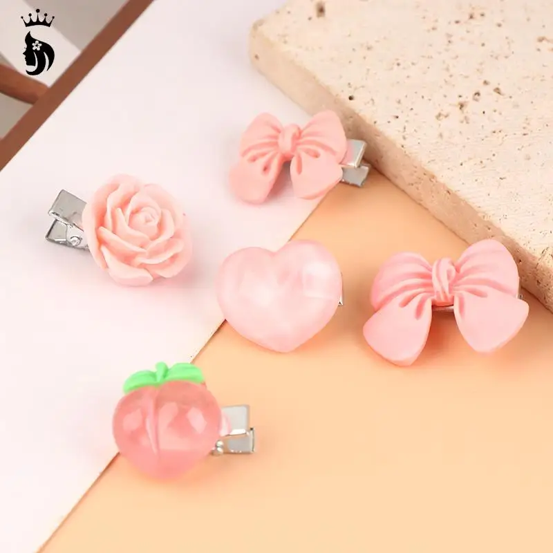 5 шт. милые заколки для волос с бабочками розовыми персиковыми цветами бантом