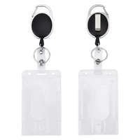 1pc retractable badge holder with badge reel id work card holder clip vertical style clear id name tag office school supplies