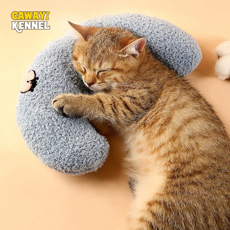 

CAWAYI KENNEL Soft Cat Pillow Bed Protect Cervical Spine U Shape Pillow for Cats House Bed Comfortable for Kitten Pet Products