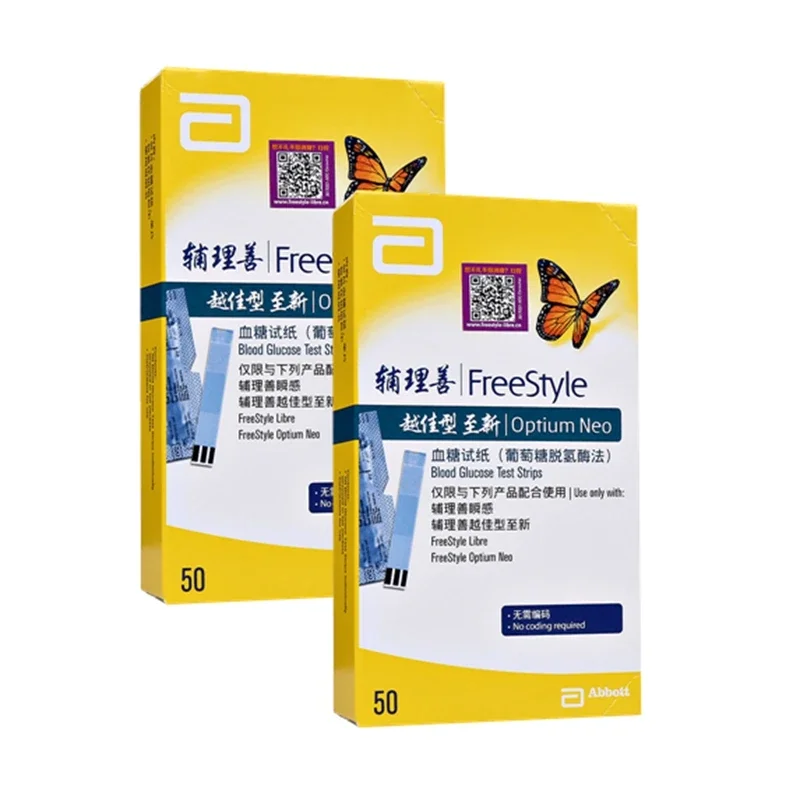 Фото Тест-полоски Abbott Freestyle Optiums Neo для контроля уровня сахара в крови при диабете - упаковка 50/100/250 шт. для точного контроля здоровья №2