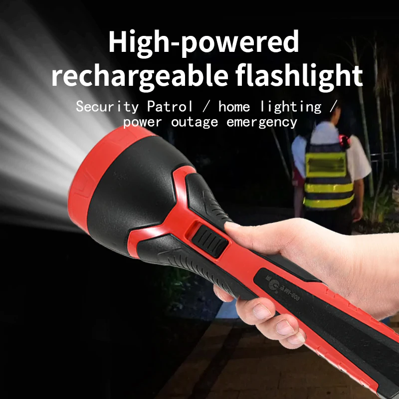 LED outdoor waterproof flashlight ABS material high-power all-in-one charging flashlight