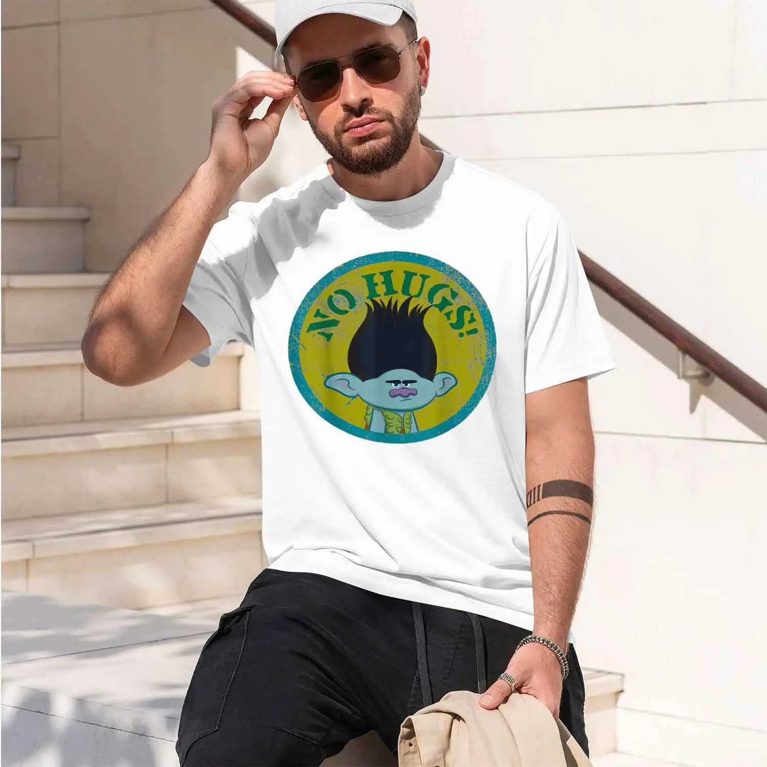 Фото Эмс Троллс Нет С! Футболка Bran T-Shirt, летняя, с коротким рукавом, дышащая, отводящая влагу, универсальная модная футболка для повседневного сезона, унисекс. №2