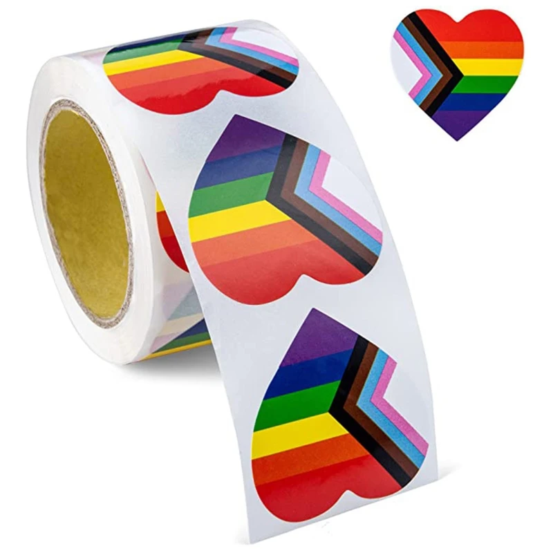 

Heart/Square Shape Gay Pride Stickers for Bag Cup Decorative Stickers 500 Pieces/Roll LGBT Stickers Exquisite Stickers