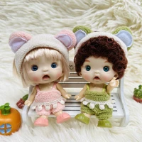 new mini 112 doll cute surprise face boy girl ob11 doll blue green eyeballs with clothes 10cm dolls toys gift for girls doll