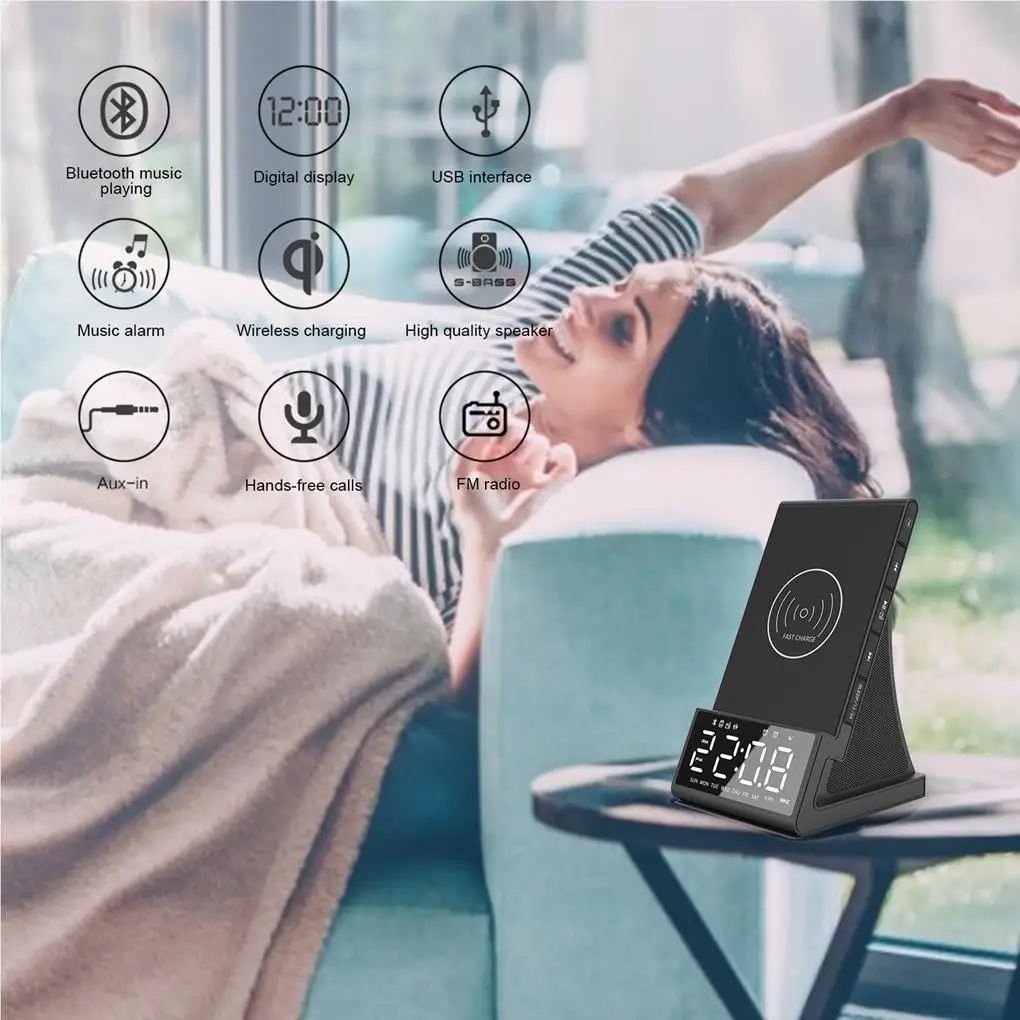 

Mini Clock Wireless USB Practical Speaker Alarm Multifunctional Clocks