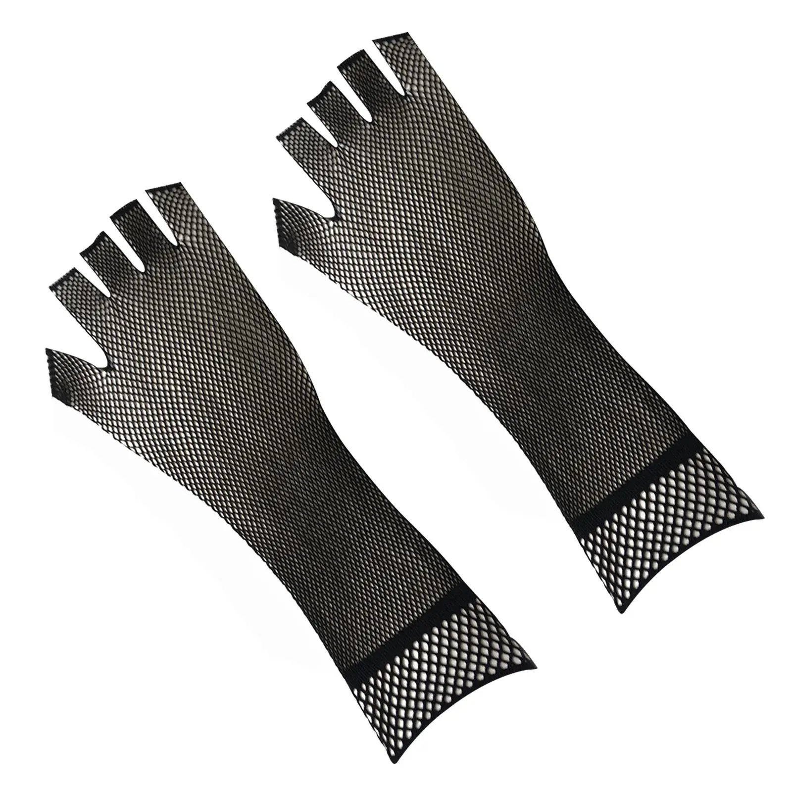 

Punk Long Fishnet Gloves Mesh Mittens Stretchy for Women Costume Ladies Fancy Dress