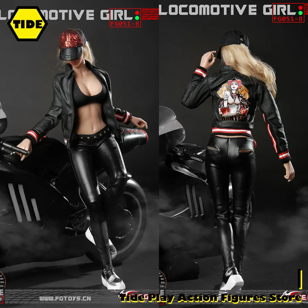 

Fire Girl Toys FG051 1/6 Female Trend Sexy Leather Jacket Tight T-shirt Baseball Cap Pants Suit Model For 12'' Action Figure