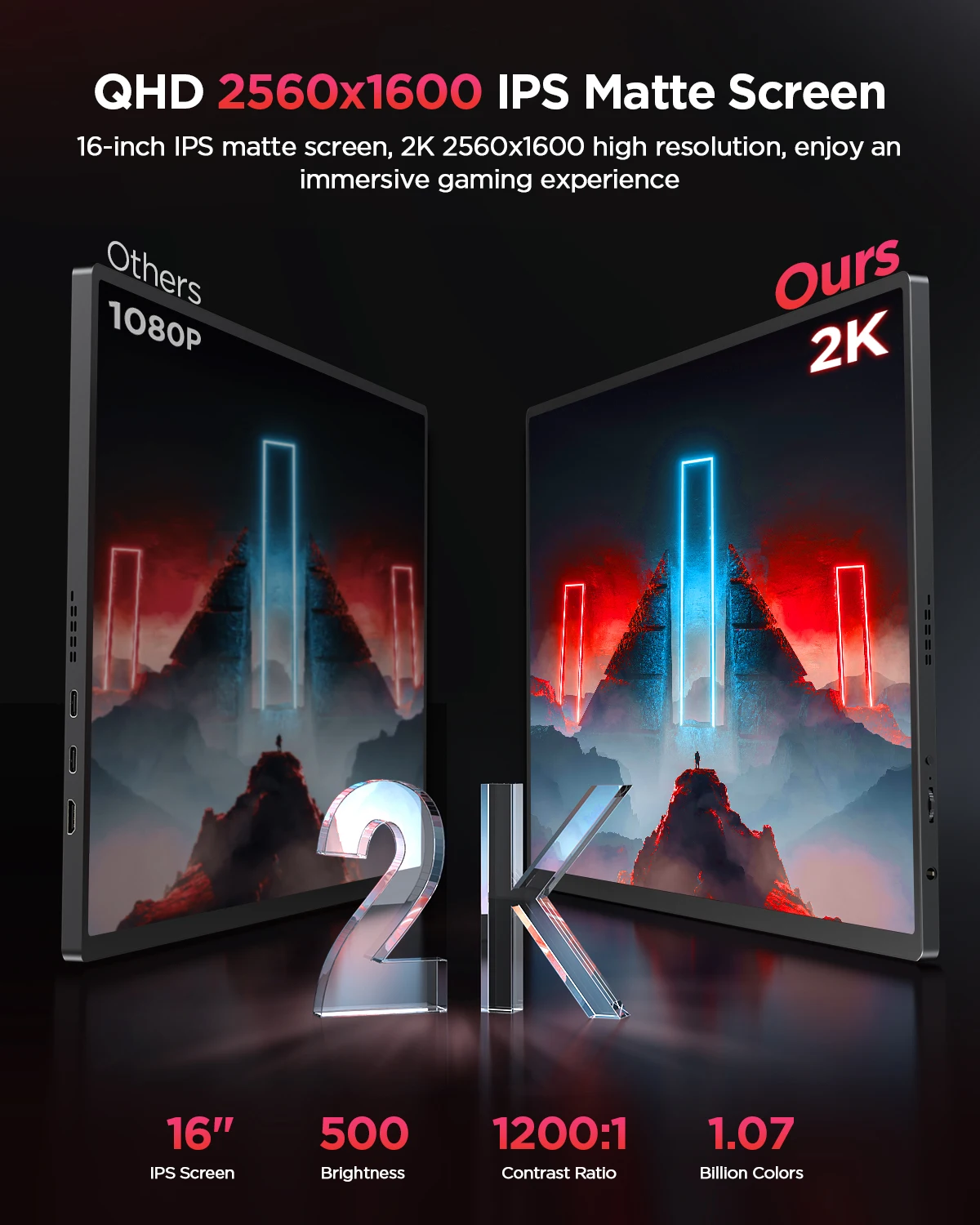 Портативный монитор Cdisplay 16 &quot144 Гц 2 5 K 2560*1600 100% sRGB 16:10 для ПК Xbox черный миф